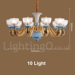 Lustre rétro vintage en laiton et céramique avec abat-jour en verre
