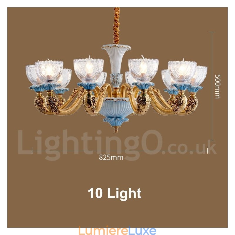 Lustre rétro vintage en laiton et céramique avec abat-jour en verre