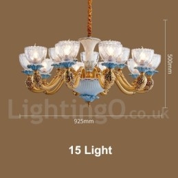 Lustre rétro vintage en laiton et céramique avec abat-jour en verre