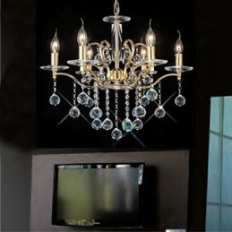 Lustre traditionnel classique en cristal et métal doré
