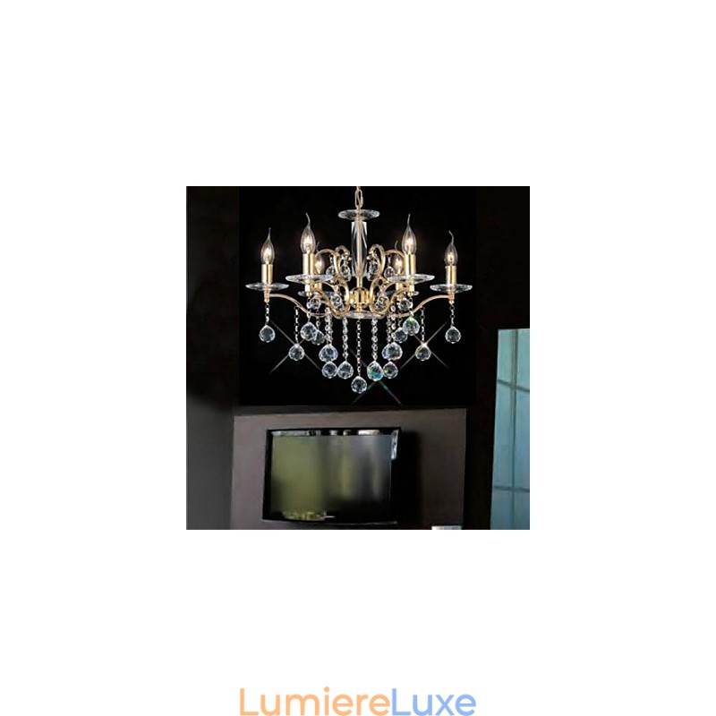 Lustre traditionnel classique en cristal et métal doré