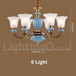 Lustre rétro vintage en laiton et céramique avec abat-jour en verre