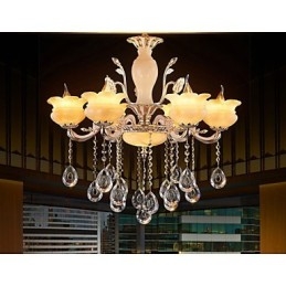 Lampe à suspension en cristal de jade Lustre de style bougie