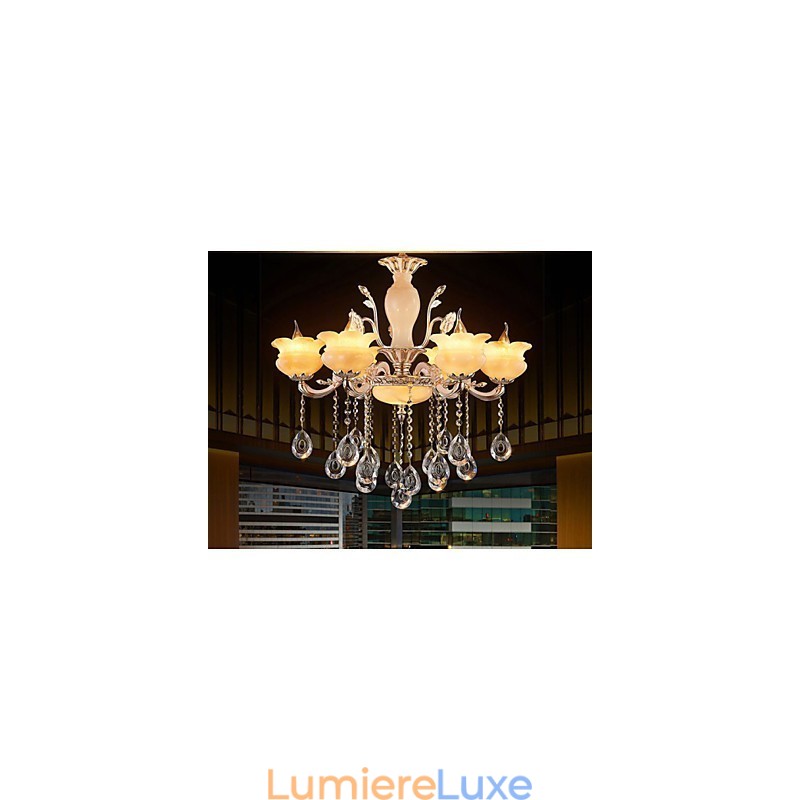 Lampe à suspension en cristal de jade Lustre de style bougie