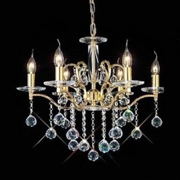 Lustre traditionnel classique en cristal et métal doré