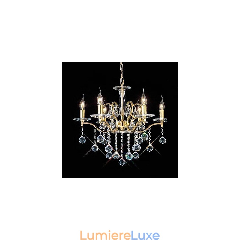Lustre traditionnel classique en cristal et métal doré