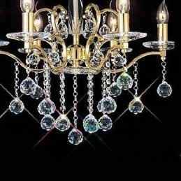 Lustre traditionnel classique en cristal et métal doré