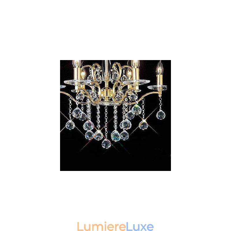 Lustre traditionnel classique en cristal et métal doré
