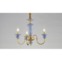 Lustre à bougie suspendu rétro vintage en laiton et céramique