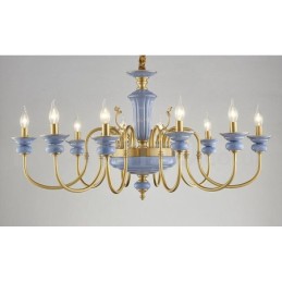 Lustre à bougie suspendu rétro vintage en laiton et céramique