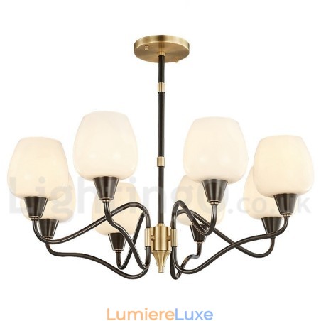 Lustre rétro vintage en laiton avec abat-jour en verre Lustre rétro vintage en laiton avec abat-jour en verre