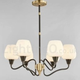 Lustre rétro vintage en laiton avec abat-jour en verre