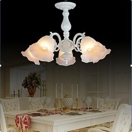Plafonnier cinq lumières blanc style rétro européen classique
