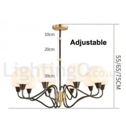 Lustre rétro vintage en laiton avec abat-jour en verre