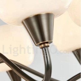 Lustre rétro vintage en laiton avec abat-jour en verre