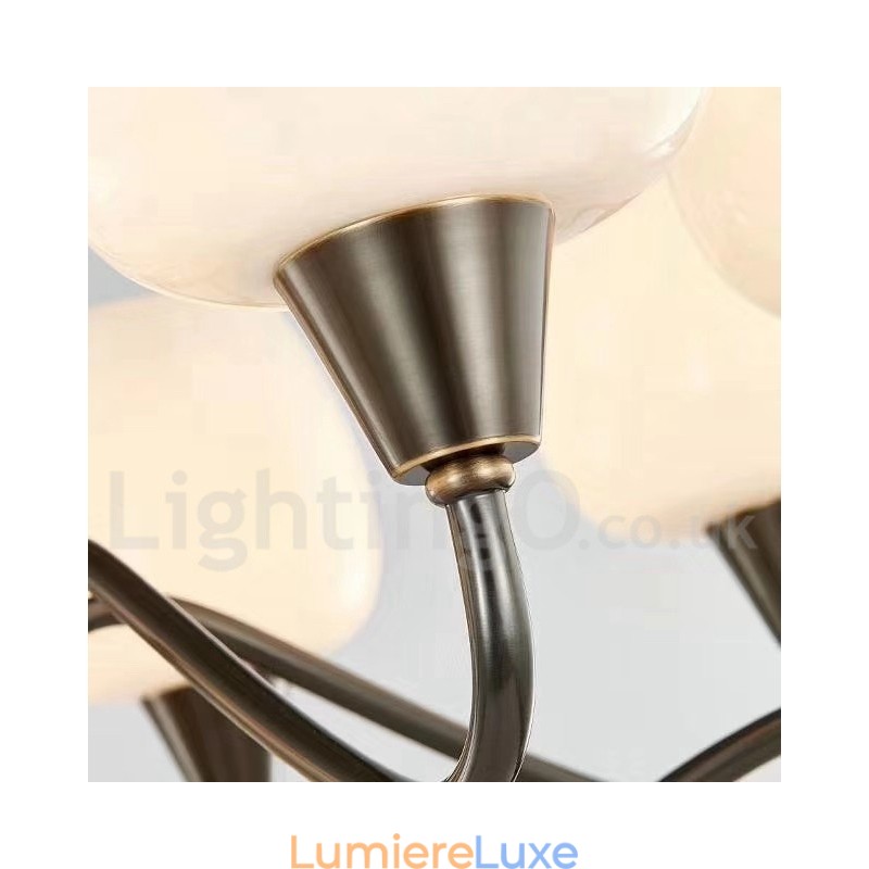 Lustre rétro vintage en laiton avec abat-jour en verre