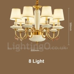 Lustre suspendu rétro vintage en laiton et céramique avec abat-jour en tissu