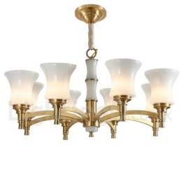 Lustre suspendu en laiton pur, luxueux, rustique, rétro, vintage, en pierre, avec abat-jour en verre