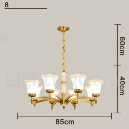 Lustre suspendu en laiton pur, luxueux, rustique, rétro, vintage, en pierre, avec abat-jour en verre