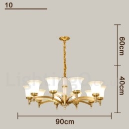 Lustre suspendu en laiton pur, luxueux, rustique, rétro, vintage, en pierre, avec abat-jour en verre