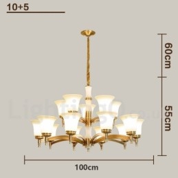 Lustre suspendu en laiton pur, luxueux, rustique, rétro, vintage, en pierre, avec abat-jour en verre