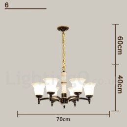 Lustre suspendu en laiton pur, luxueux, rustique, rétro, vintage, en pierre, avec abat-jour en verre