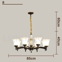 Lustre suspendu en laiton pur, luxueux, rustique, rétro, vintage, en pierre, avec abat-jour en verre