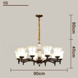 Lustre suspendu en laiton pur, luxueux, rustique, rétro, vintage, en pierre, avec abat-jour en verre