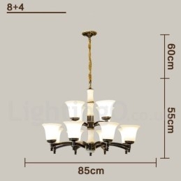 Lustre suspendu en laiton pur, luxueux, rustique, rétro, vintage, en pierre, avec abat-jour en verre
