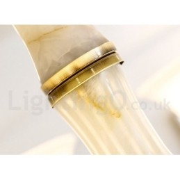 Lustre suspendu en laiton pur, luxueux, rustique, rétro, vintage, en pierre, avec abat-jour en verre