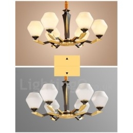 Lustre suspendu en laiton pur, luxueux, rustique, rétro, vintage, avec abat-jour en verre