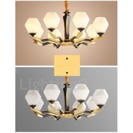 Lustre suspendu en laiton pur, luxueux, rustique, rétro, vintage, avec abat-jour en verre