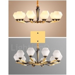 Lustre suspendu en laiton pur, luxueux, rustique, rétro, vintage, avec abat-jour en verre
