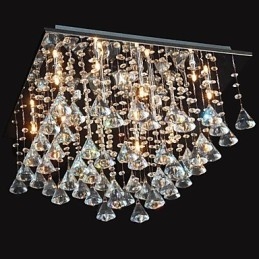 Lustre traditionnel classique en cristal et métal chromé