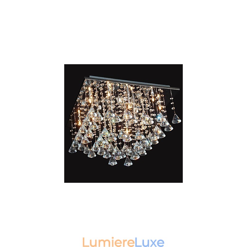 Lustre traditionnel classique en cristal et métal chromé