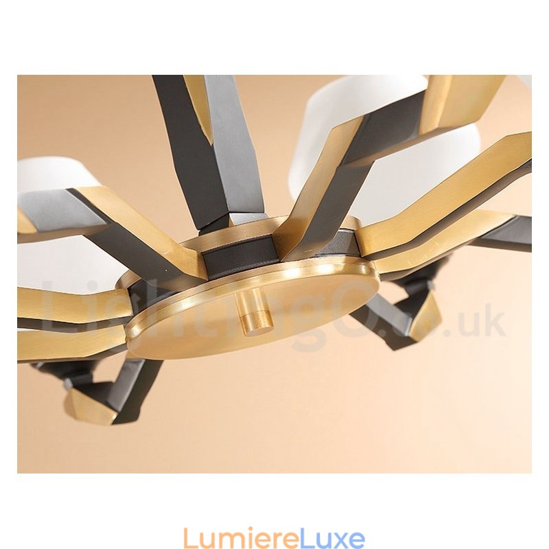 Lustre suspendu en laiton pur, luxueux, rustique, rétro, vintage, avec abat-jour en verre