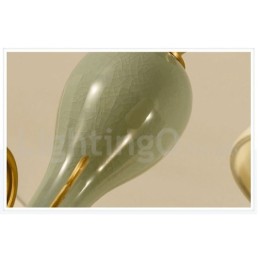 Lustre suspendu luxueux en laiton pur, rustique, rétro, vintage, en céramique, avec abat-jour en tissu