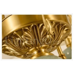 Lustre suspendu luxueux en laiton pur, rustique, rétro, vintage, en céramique, avec abat-jour en tissu