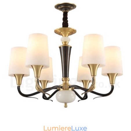 Lustre suspendu en laiton pur, luxueux, rustique, rétro, vintage, en pierre, avec abat-jour en verre Lustre suspendu en laiton pur, luxueux, rustique, rétro, vintage, en pierre, avec abat-jour en verre