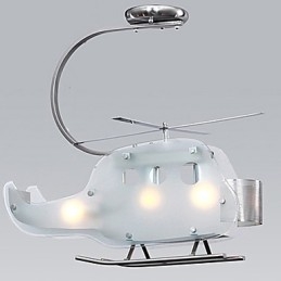 Lampe simple pour enfants Lampe hélicoptère en verre de dessin animé