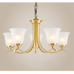 Lustre suspendu en laiton pur, luxueux, rustique, rétro, vintage, avec abat-jour en verre