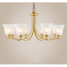 Lustre suspendu en laiton pur, luxueux, rustique, rétro, vintage, avec abat-jour en verre