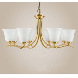 Lustre suspendu en laiton pur, luxueux, rustique, rétro, vintage, avec abat-jour en verre