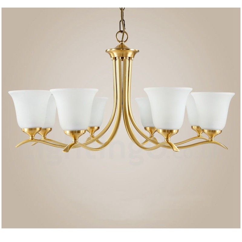 Lustre suspendu en laiton pur, luxueux, rustique, rétro, vintage, avec abat-jour en verre