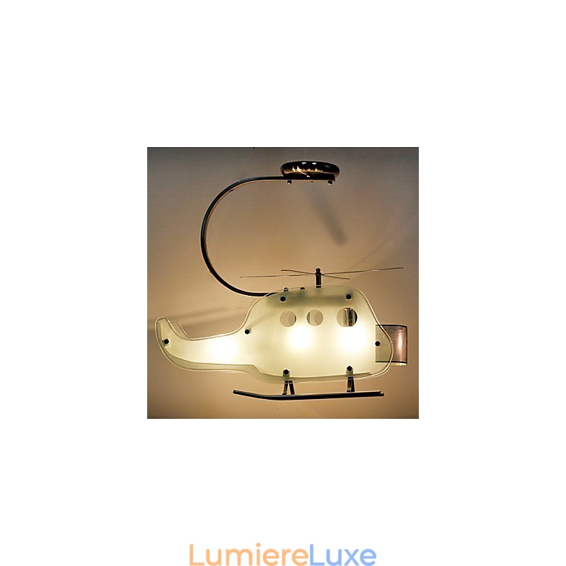 Lampe simple pour enfants Lampe hélicoptère en verre de dessin animé