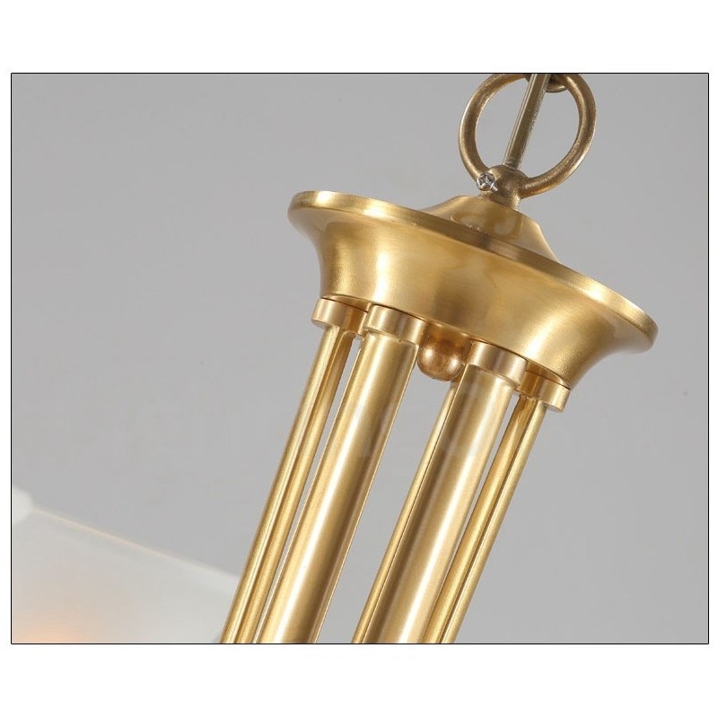 Lustre suspendu en laiton pur, luxueux, rustique, rétro, vintage, avec abat-jour en verre