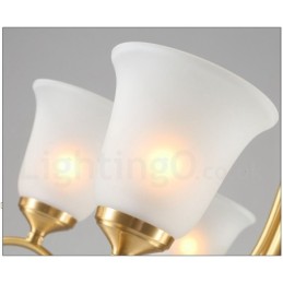 Lustre suspendu en laiton pur, luxueux, rustique, rétro, vintage, avec abat-jour en verre