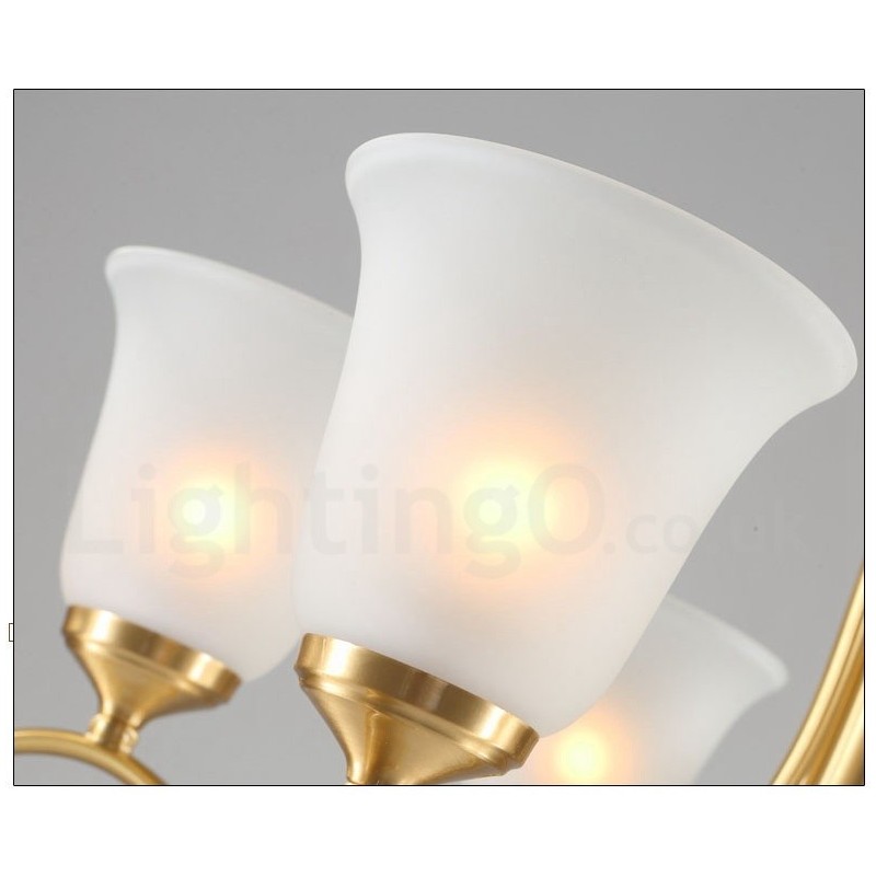 Lustre suspendu en laiton pur, luxueux, rustique, rétro, vintage, avec abat-jour en verre