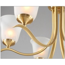 Lustre suspendu en laiton pur, luxueux, rustique, rétro, vintage, avec abat-jour en verre