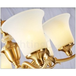 Lustre suspendu en laiton pur, luxueux, rustique, rétro, vintage, en pierre, avec abat-jour en verre